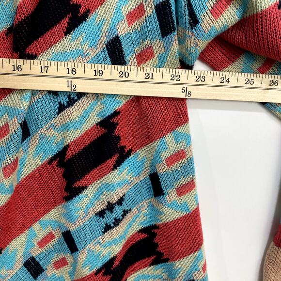 B SHARP Cardigan Women's Size Large Blue Aztec Print Open Front Neutral Boho - Picture 8 of 10